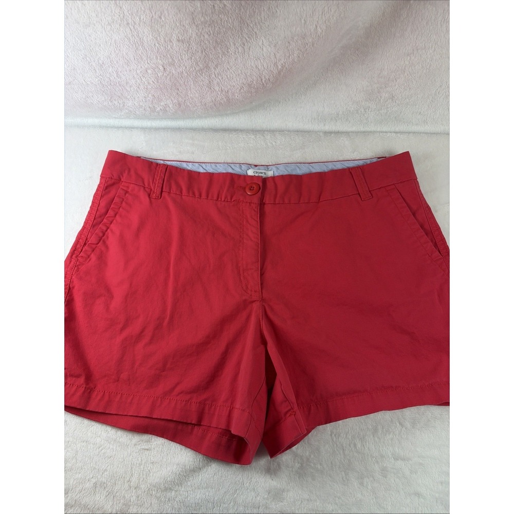 Crown & Ivy Caroline Red Chino Shorts Size 14P Flat Front Stretch Summer NWOT